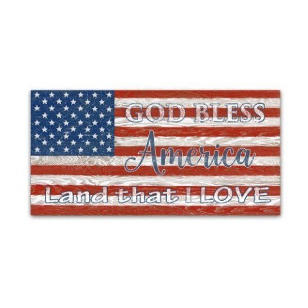 Jean Plout 'Old Glory On Wood 2' Canvas Art, 12x24, Trademark Fine Art, Mfr#: ALI17380-C1224GG